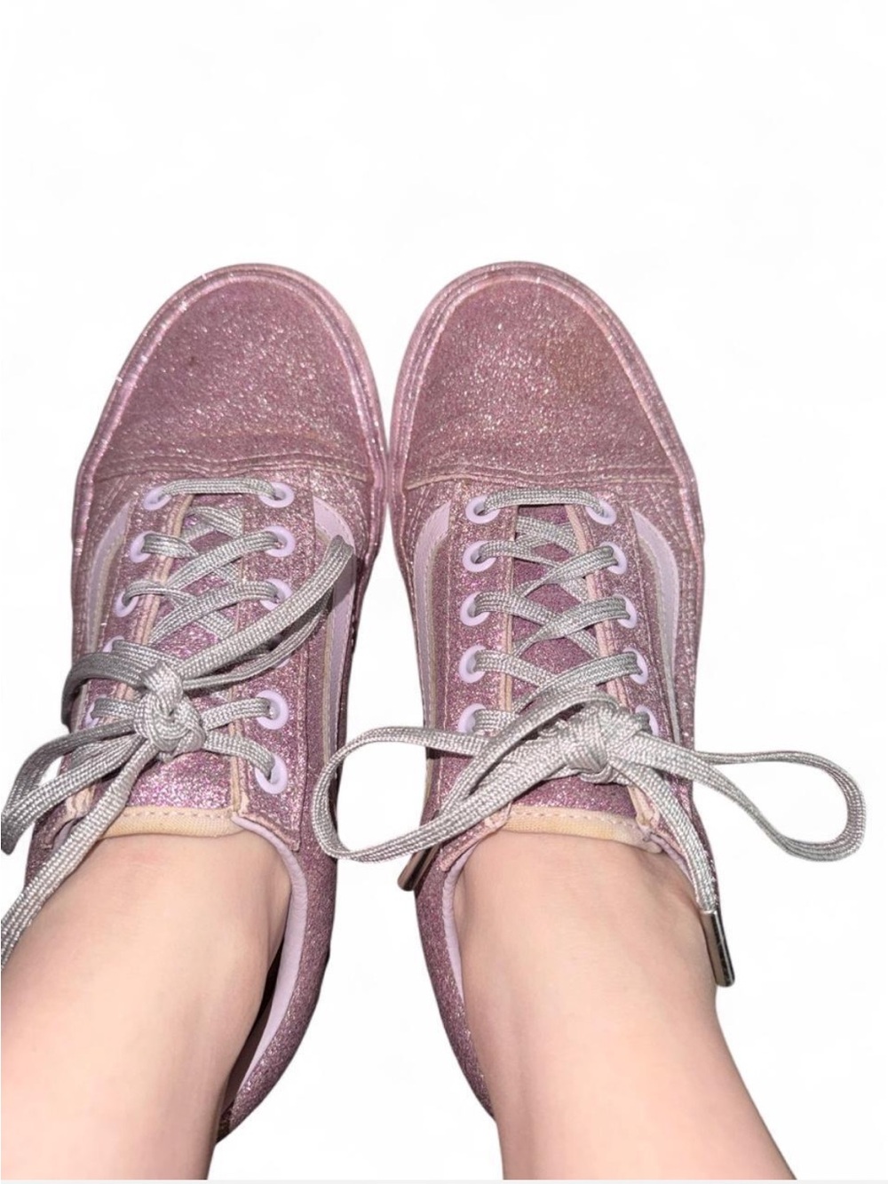 Limited Edition Vans Pink Glitter Low-Top Athletic Sneakers